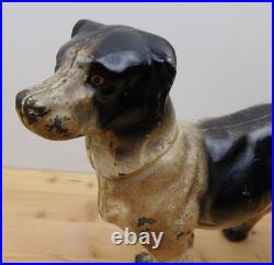 Rare Antique 10.5 Cast Iron Brittany Spaniel Door Stop Original Paint