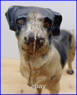 Rare Antique 10.5 Cast Iron Brittany Spaniel Door Stop Original Paint