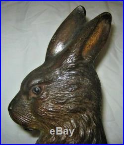 Rare! Antique 16 B&h Bradley Hubbard Wild Rabbit Cast Iron Statue Doorstop
