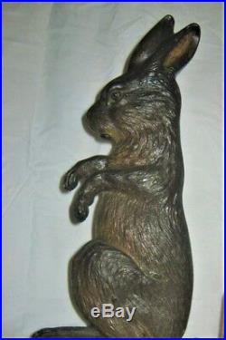 Rare! Antique 16 B&h Bradley Hubbard Wild Rabbit Cast Iron Statue Doorstop