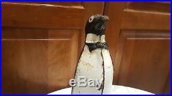 Rare Antique Cast Iron Door stop Doorstop Penguin has Bow Tie 10.5 x 3 3/4