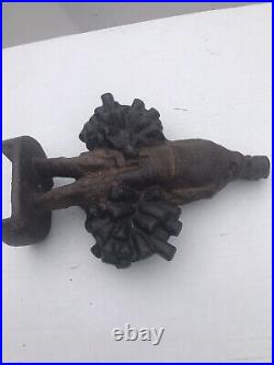 Rare Antique Cast Iron Doorstop Merchant With Vine Bottles