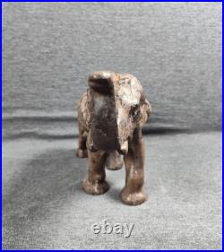 Rare Antique Cast Iron Elephant Door Stop Early 1900s Trunk Up Good Luck