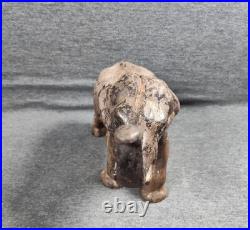 Rare Antique Cast Iron Elephant Door Stop Early 1900s Trunk Up Good Luck