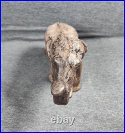 Rare Antique Cast Iron Elephant Door Stop Early 1900s Trunk Up Good Luck