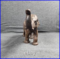 Rare Antique Cast Iron Elephant Door Stop Early 1900s Trunk Up Good Luck