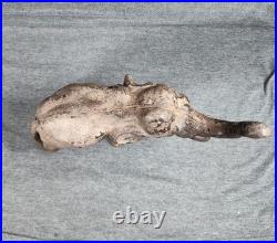 Rare Antique Cast Iron Elephant Door Stop Early 1900s Trunk Up Good Luck