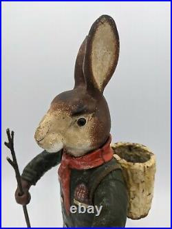 Rare Antique Cast Iron Metal Rabbit Doorstop Figurine