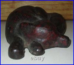 Rare Antique Cast Iron Sleeping Fox Doorstop-very Heavy Pig Iron