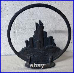 Rare Antique Cast Iron Tower Castle Radio Cone Speaker Cover Doorstop Art