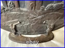 Rare Antique Cast Iron Tower Castle Radio Cone Speaker Cover Doorstop Art