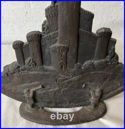 Rare Antique Cast Iron Tower Castle Radio Cone Speaker Cover Doorstop Art