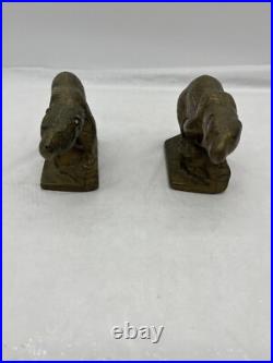 Rare Antique Hubley Bronze Plated Cast Iron Polar Bear Bookends Door Stops