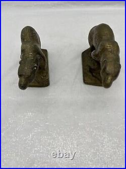 Rare Antique Hubley Bronze Plated Cast Iron Polar Bear Bookends Door Stops