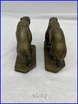 Rare Antique Hubley Bronze Plated Cast Iron Polar Bear Bookends Door Stops
