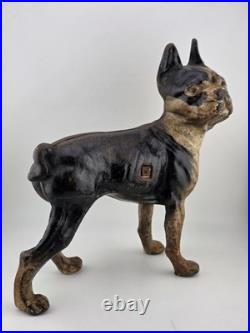 Rare Antique Hubley C 1915 Cast Iron Boston Terrier Door Stop Original Paint