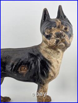 Rare Antique Hubley C 1915 Cast Iron Boston Terrier Door Stop Original Paint