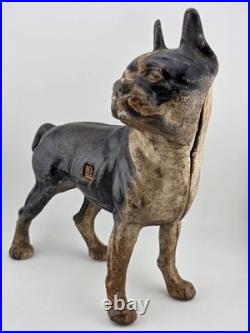 Rare Antique Hubley C 1915 Cast Iron Boston Terrier Door Stop Original Paint