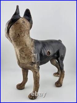 Rare Antique Hubley C 1915 Cast Iron Boston Terrier Door Stop Original Paint