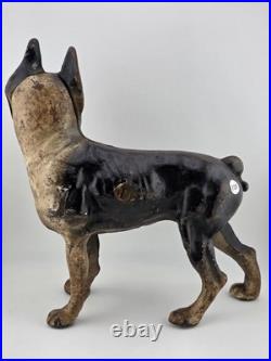 Rare Antique Hubley C 1915 Cast Iron Boston Terrier Door Stop Original Paint