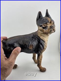 Rare Antique Hubley C 1915 Cast Iron Boston Terrier Door Stop Original Paint