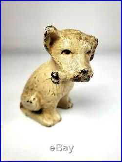 Rare Antique Hubley Cast Iron Dog with Bone Paperweight Doorstop Made in USA