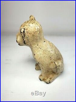 Rare Antique Hubley Cast Iron Dog with Bone Paperweight Doorstop Made in USA