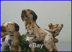 Rare Antique Hubley Cast Iron Doorstop Hunting Dogs In Landscape #281