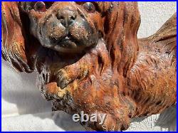 Rare Antique Hubley Cast Iron Pekingese Dog Statue Doorstop