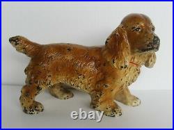Rare Antique Hubley Cocker Spaniel Dog Cast Iron Bookend with Orig. Paint Great