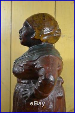 Rare Antique Hubley Door Stop Mammy Black Americana Aunt Jemima Cast Iron Statue