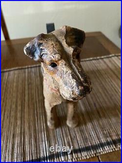 Rare Antique Hubley Large Size Fox Terrier Cast Iron Door Stop withmissing tail