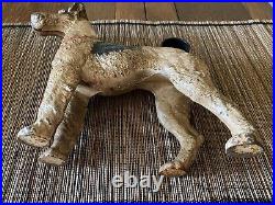 Rare Antique Hubley Large Size Fox Terrier Cast Iron Door Stop withmissing tail