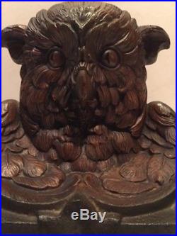 Rare Antique Judd USA Cast Iron Tree Owl Bird Mask Sculpture Doorstop #1243