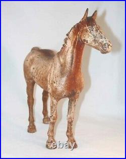 Rare Antique Large Cast Iron Doorstop Tan and Brown Painted Full Figure Horse
