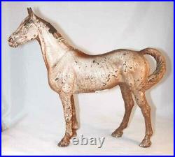 Rare Antique Large Cast Iron Doorstop Tan and Brown Painted Full Figure Horse