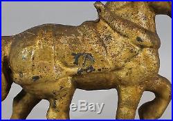 Rare Antique Late 19thC Gold Painted, Clydesdale Work Horse Doorstop, NR