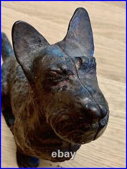 Rare Antique Scottish Terrier Cast Iron Dog Door Stop Art Hubley