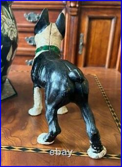 Rare Antique Us Cast Iron I. C. C. Co. Forward Facing Boston Terrier Dog Door Stop