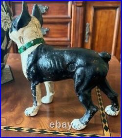 Rare Antique Us Cast Iron I. C. C. Co. Forward Facing Boston Terrier Dog Door Stop