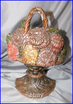 Rare Antique Waverly Studio Cast Iron Doorstop Flower Basketnov 1926 9 1/4 #1