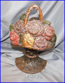 Rare Antique Waverly Studio Cast Iron Doorstop Flower Basketnov 1926 9 1/4 #1