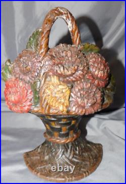 Rare Antique Waverly Studio Cast Iron Doorstop Flower Basketnov 1926 9 1/4 #1