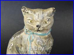Rare Antique vtg CAT in Bow DOORSTOP Early 1900s Cast Iron Old-Repaint