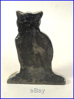 Rare Antique vtg CAT in Bow DOORSTOP Early 1900s Cast Iron Old-Repaint