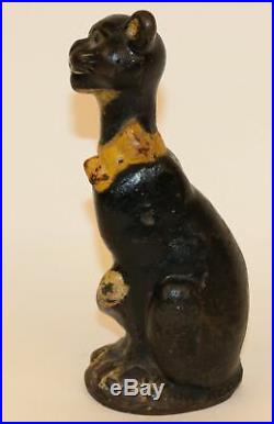 Rare Black Crazy Cat Cast Iron Doorstop