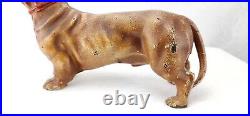 Rare Hubley Cast Iron Adolph Dachshund Wiener Dog Doorstop # 326 Brown Metal Dog