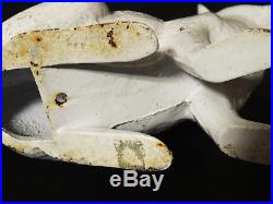 Rare Large 12 Antique vtg Life Size Cast Iron White Enamel RABBIT Doorstop 14#
