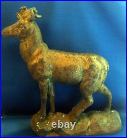 Rare Large & Heavy 19th century Antique Cast Iron Stag Deer Door Stop