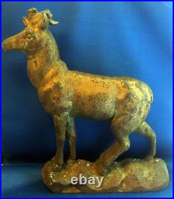 Rare Large & Heavy 19th century Antique Cast Iron Stag Deer Door Stop